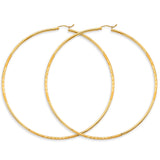14KY 2mm Budded DC Big Round Tube Hoop Earrings (ER1730)