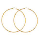 14KY 2mm Budded DC Big Round Tube Hoop Earrings (ER1731)