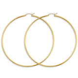 14KY 2mm Big Round Tube Polish Hoop Earrings (ER1732)