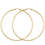 14KY 2mm Big Round Tube Polish Hoop Earrings (ER1733)