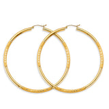 14KY 3mm Budded DC Big Round Tube Hoop Earrings (ER1735)