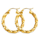 14KY 4mm Twisted Hoop Earrings (ER1759)