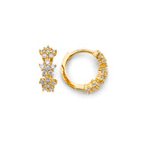 14KY Flower CZ Huggies Earrings (ER1844)