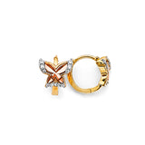 14K 2T Butterfly CZ Huggies Earrings (ER1848)