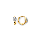 14KY Flower CZ Huggies Earrings (ER1850)