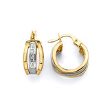 14K 2T Greek Design Huggies Earrings (ER1903)