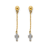 14K 2T Hanging Cross Earrings (ER1992)