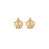 14KY Crown CZ Push Back Earrings (ER2065)