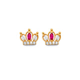 14KY Crown CZ Push Back Earrings (ER2066)
