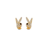 14KY CZ Rabbit Push Back Earrings (ER2068)
