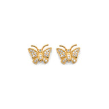 14KY CZ Butterfly Push Back Earrings (ER2077)
