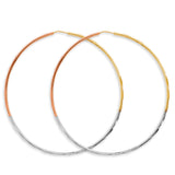 14K 3C 1.5mm Faceted Round Hoop Earrings (65mm) (ER2100)