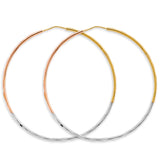 14K 3C 1.5mm Faceted Round Hoop Earrings (55mm) (ER2101)