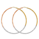 14K 3C 1.5mm Faceted Round Hoop Earrings (45mm) (ER2102)