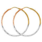 14K 3C 1.5mm Faceted Round Hoop Earrings (35mm) (ER2103)