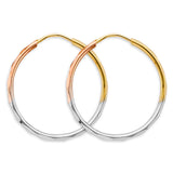 14K 3C 1.5mm Faceted Round Hoop Earrings (25mm) (ER2104)