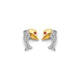 14K 2T CZ Dolphin Push Back Earrings (ER2162)