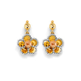 14K 2T Hanging Flower Push Back Earrings (ER2164)