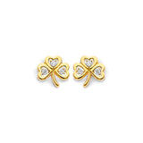 14KY CZ Clover Push Back Earrings (ER2168)