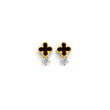 14KY CZ Small Clover Push Back Earrings (ER2173)