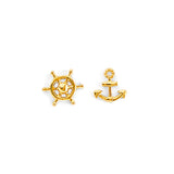 14KY Anchor & Wheel Push Back Earrings (ER2174)