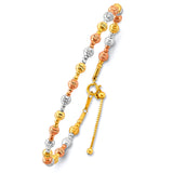 Tri-Tone Beaded Gold Charm Bangle