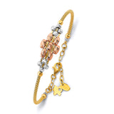 Gold Butterfly and Heart Charm Bangle