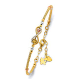 Gold and Tri-Tone Heart Charm Bangle