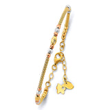 Gold Butterfly and Heart Charm Bangle