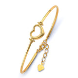 Gold Heart Charm Oval Bangle