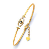 Gold Evil Eye Oval Bangle with Heart Charm