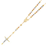 Tri-Tone Virgin Mary Beaded Cross Necklace