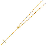 Tri-Tone Virgin Mary Beaded Cross Necklace