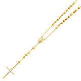 Tri-Tone Virgin Mary Beaded Cross Necklace