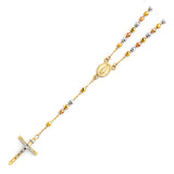 Tri-Tone Virgin Mary Beaded Cross Necklace