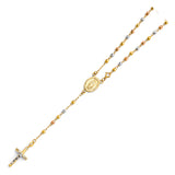 Tri-Tone Virgin Mary Beaded Cross Necklace