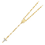 Tri-Tone Virgin Mary Beaded Cross Necklace