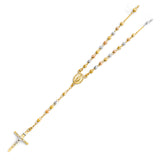 Tri-Tone Virgin Mary Beaded Cross Necklace