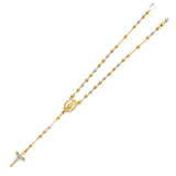 Tri-Tone Virgin Mary Beaded Cross Necklace