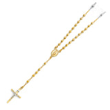 Tri-Tone Virgin Mary Beaded Cross Necklace