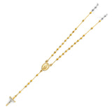 Tri-Tone Virgin Mary Beaded Cross Necklace