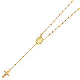 Gold Virgin Mary and Dangling Crucifix Necklace