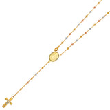 Gold Virgin Mary and Dangling Crucifix Necklace