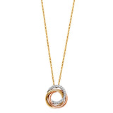 Tri-Colored Full White Gold CZ Ring Necklace