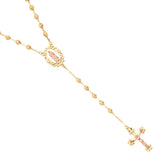 Tri-Tone Inftinity Virgin Mary and Dangling Cross CZ Necklace