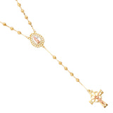 Tri-Tone Spiral Virgin Mary and Dangling Cross CZ Necklace