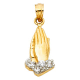 14K 2T CZ Praying Hands Pendant (PT88)