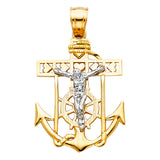 14K 2T Mariner Cross Pendant Small (PT109)