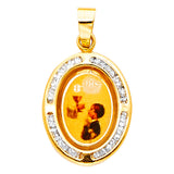 Oval Scroll Virgin Pendant