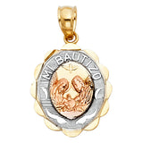 14K 3C Mi Bautizo Pendant Oval Small (PT246)